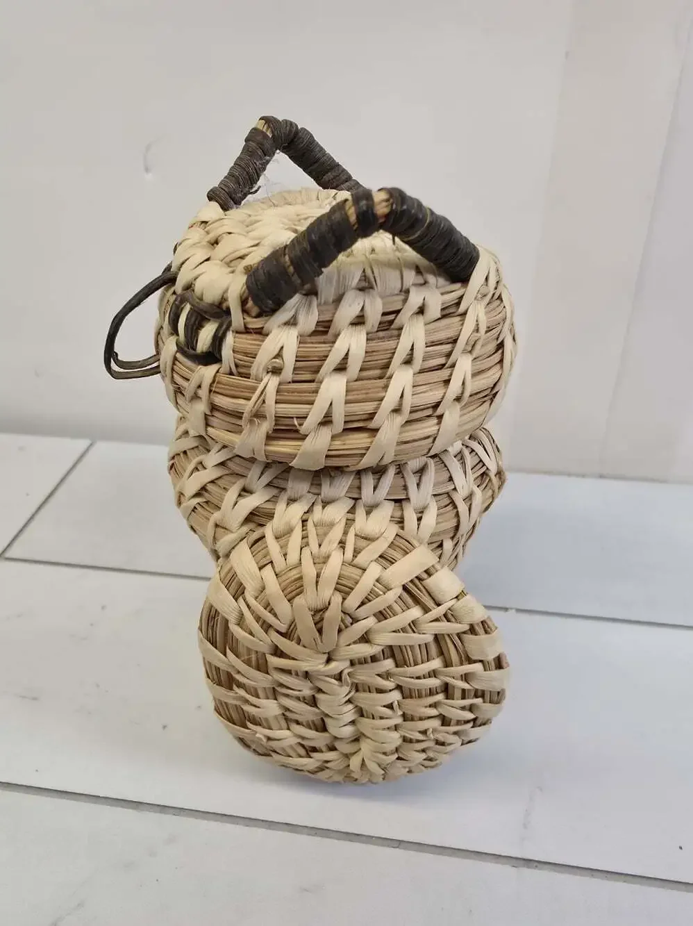 TOHONO O'ODHAM PAPAGO NATIVE AMERICAN OWL EFFIGY BASKET BIRD VTG Weaving
